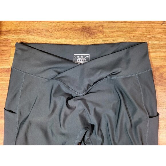 Obsession Leggings Women 2XL Hunter Green Seamless Cross Over Waist Sexy Workout - Picture 2 of 4